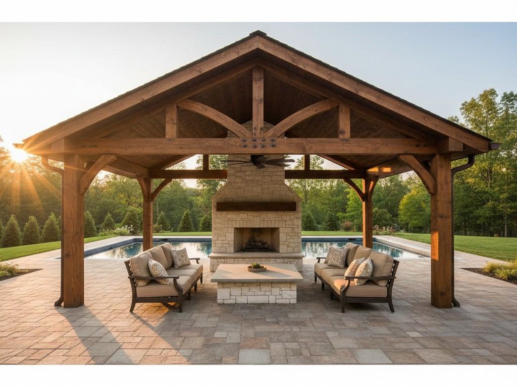 A pavilion over the pool patio